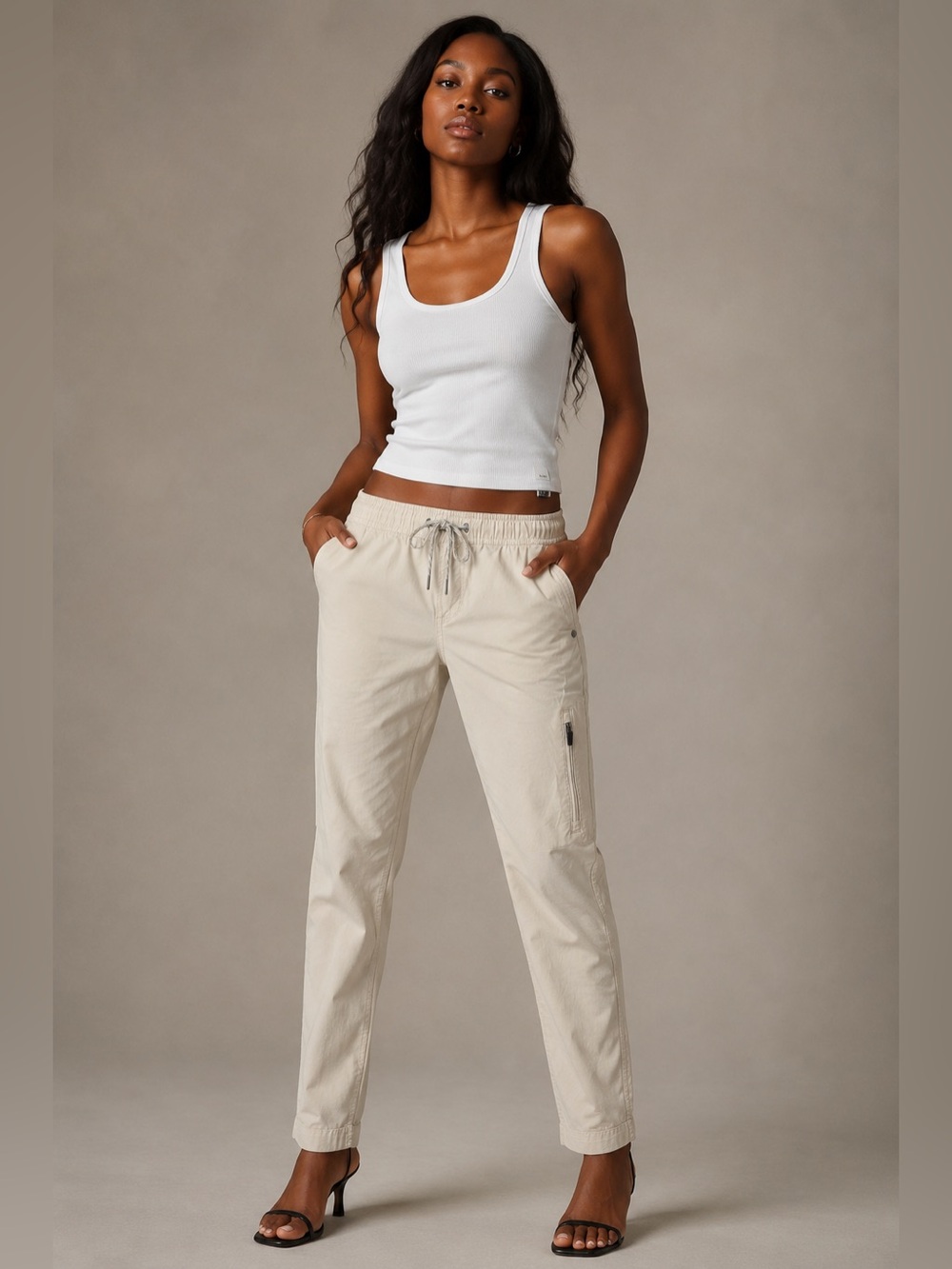 Vuori Ripstop Pants VW401 Women’s Small Milkweed Cream Organic Cotton Utility S